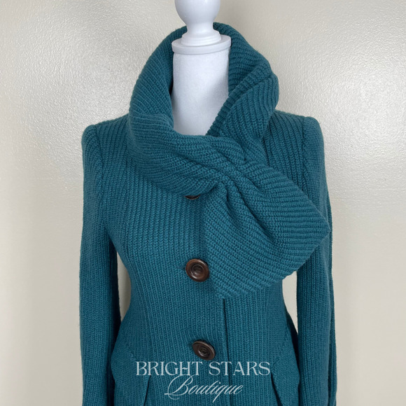 Rare Kiss Me Bow Coat Teal Blue ASO Blair Waldorf Gossip Girl Jade Womens 4 - Picture 6 of 9